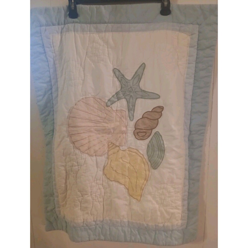 Vintage Quilted Seashell Pillow ShamStandard 24x20 Cottagecore Coastal